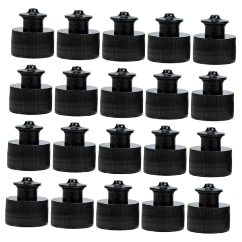 Bouchons de bouteille d'eau en PE noir | Bouchon sport réutilisable à poussoir étanche x20