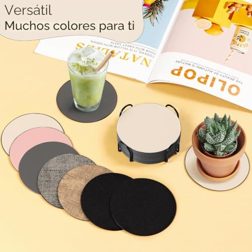Miniatura 7 de Gucass Juego De 12 Posavasos De Doble Cara Con Soporte Redondo, Posavasos De Mesa Para Cocina, Oficina Y Hogar, Antideslizantes, Resistentes Al Calor Y Fáciles De Limpiar, Decorativos Y Elegantes
