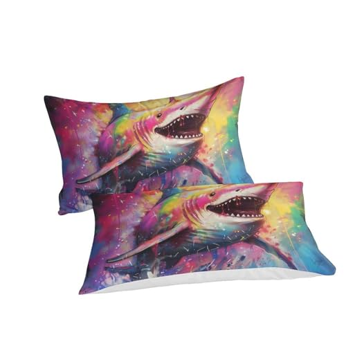 Parure de lit grand requin blanc 3D en microfibre 140x200 cm avec taies