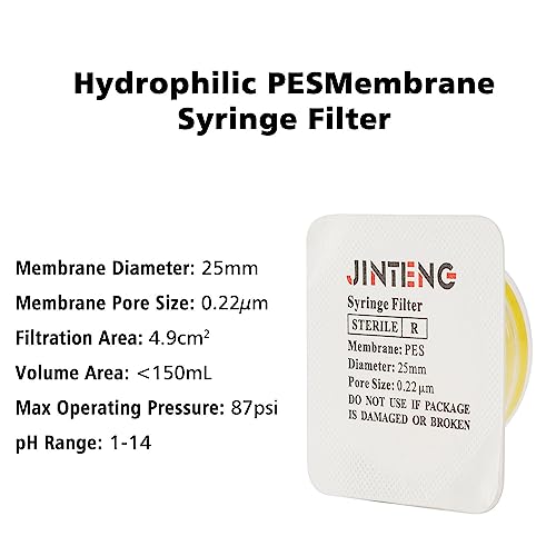 Image of Sterile PES Hydrophilic Membrane Syringe Filtration with 0.22 μm Pore Size and 25 mm Diameter, 10 Pack