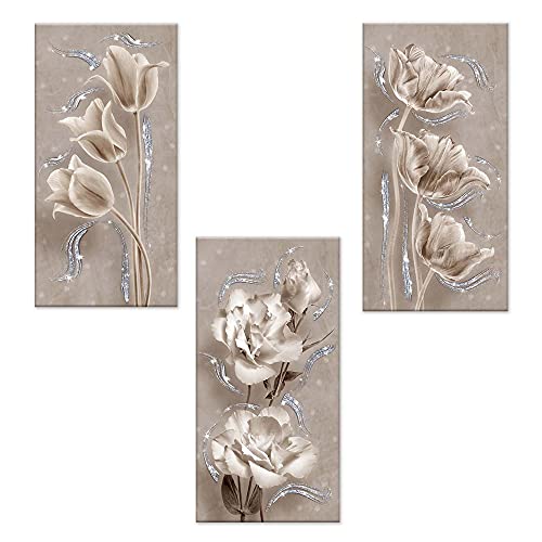 Ogni quadro è pronto da appendere con telaio in legno e tela con spessore di 12mm, già montato, puoi appendere i 3 quadri come preferisci e nell'ordine che più ti piace per decorare la tua parete al meglio