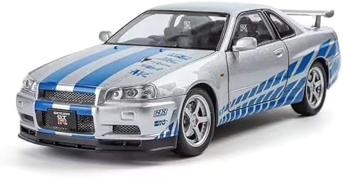 1:24 Scale Skyline Toy Car GTR-R34 Diecast Models Alloy Diecast Toy Car Model Sound Light Pull Back Cars Toys for Kids