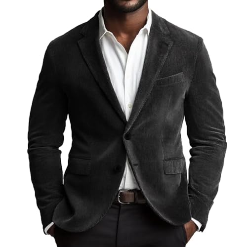 Men's Casual Corduroy Blazer Slim Fit 2- Button Solid Color Jacket Fashion Sport Coat