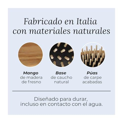 Miniatura 5 de Tek - Cepillo Oval Grande De Madera De Fresno, Hecho A Mano En Italia, Con Dientes Cortos, Universal Para Todo Tipo De Pelo - 22 X 6 Cm