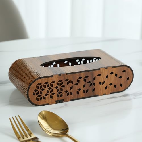 Image of Deskart Wooden Tissue Paper Box | Decorative and Stylish Wooden Tissue Holder Stand for Car, Home, Office Desk, Resturant and Cafeteria (Modern)
