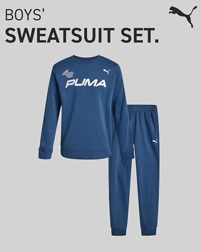 PUMA Boys Sweatpants Set - 2 Piece Soft Fleece Crewneck Pullover Boys Sweatshirts and Jogger Pants Kids Activewear Set (4-16) - Image 3