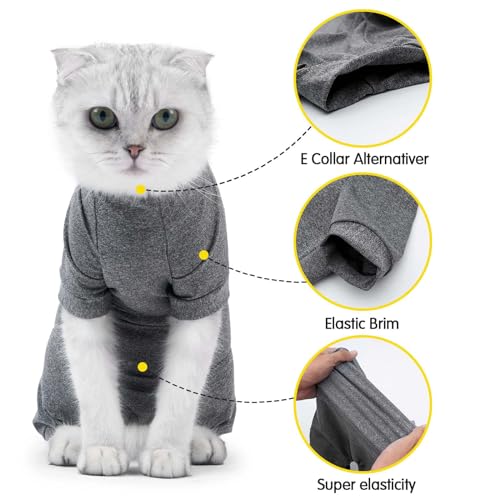 Katzenbody Nach Op Katzen Body Für Katzen Operation Katzenanzug Nach Der Operation Anti-Leck-Anzug Langärmlige Einteiler Katzenbekleidung Medizinische Haustierkleidung Zur Genesung