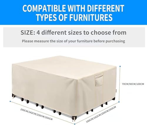 مجموعة غطاء أثاث الفناء من فوربار، أغطية أريكة حديقة مقاومة للماء بنسبة 100% ومضادة للأشعة فوق البنفسجية، غطاء مجموعة طاولة وكرسي خارجية من قماش أكسفورد شديد التحمل مقاس 420D مع مقابض وفتحات تهوية