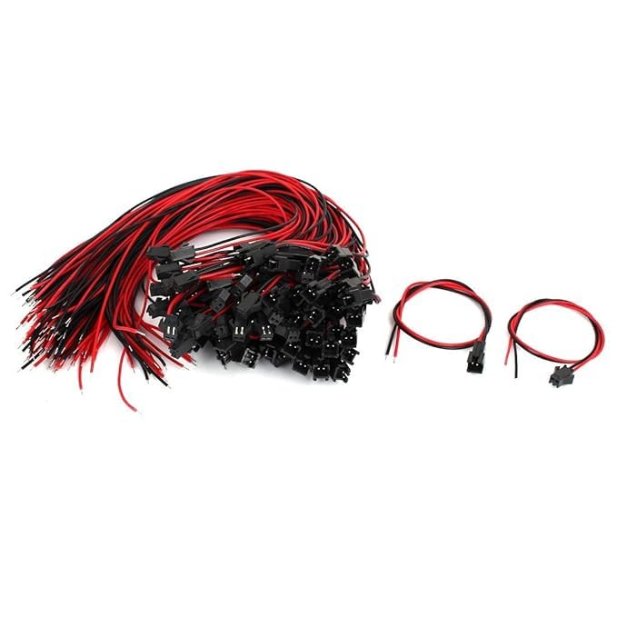 PMW - 50 Pairs 2-Terminal Male Female Socket EL Wire Cable Connector 300mm Length-picture-34