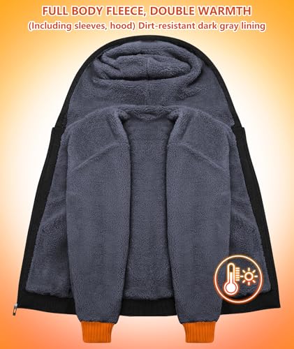 Image of GEEK LIGHTING Men's Fleece-Lined Zip Up Hoodie, Thick Hooded Jacket Winter Warm Athletic Sweatshirt