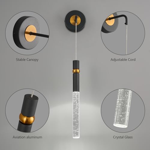 Image of Black Wall Sconces Set of Two Modern LED Wall Light Fixtures Black Gold Wall Lighting Crystal Bathroom Light Indoor Wall Lights for Bedroom Bedside Living Room Corridor