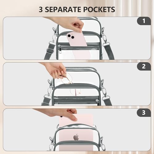 Image of Blvornl Clear Crossbody Bag with Adjustable Shoulder Strap, Stadium Approved PVC Purse Bag, Messenger Bag