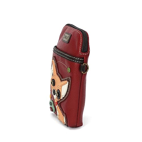 Image of CHALA Dog Collection Cell Phone Crossbody Purse-Women PU Leather /Canvas Multicolor Handbag with Adjustable Strap