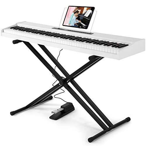 MUSTAR Digital Piano 88 Semi Weighted Keys with Stand Touch Sensitivity, Full Size 88 Key Piano Keyboard Weighted for Birthday Holiday Presents, Bluetooth Connection, Portable Case, Sustain Pedal MUSTAR Digital Piano 88 Semi Weighted Keys with Stand Touch Sensitivity, Full Size 88 Key Piano Keyboard Weighted for Birthday Holiday Presents, Bluetooth Connection, Portable Case, Sustain Pedal