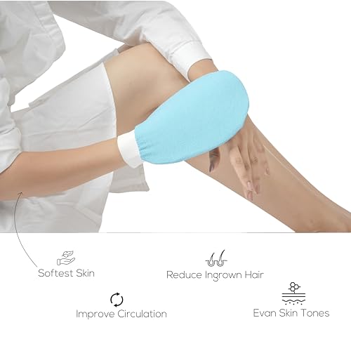 SellBotic Exfoliating bath Glove For Dead Skin Body | Scrub Glove For Dead Skin Black| Gentle on the Skin | Improves circulation stimulates | Unisex | Easy to Use| (sky blue) - Image 3
