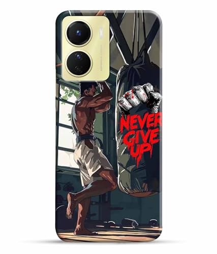 Image of Never Give Up Motivation Quotes Printed Hard Back Case Cover & Compatible for Vivo Y16 | V2204 | V2214 (Multicolor) - D1809