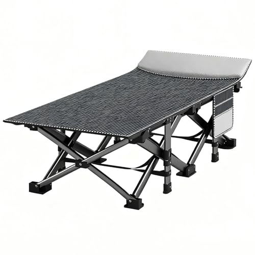コンパクトベッド、すのこベッド 折りたたみ、折りたたみ式キャンプ用コット(大人用)、パッド入りマットレス、枕付き、調節可能なリクライニングラウンジャー、スリーピングコットベッド、旅行、庭、オフィスでの使用に最適