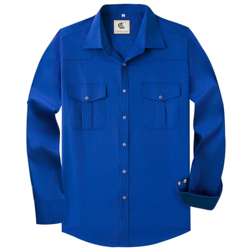 Chemise western homme à manches longues en denim classique avec boutons pression décontractée