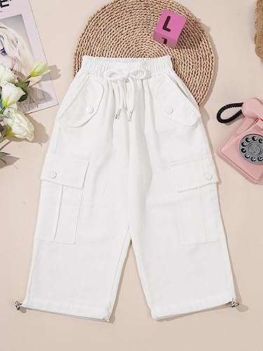 JEATHA Kids Boys Girls Cargo Pants Casual Drawstring Joggers Solid Color Capris Trousers with Pockets4