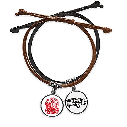 Bracelet Nouvel An Chinois avec cordon rouge et motif Chien en cuir tressé mixte