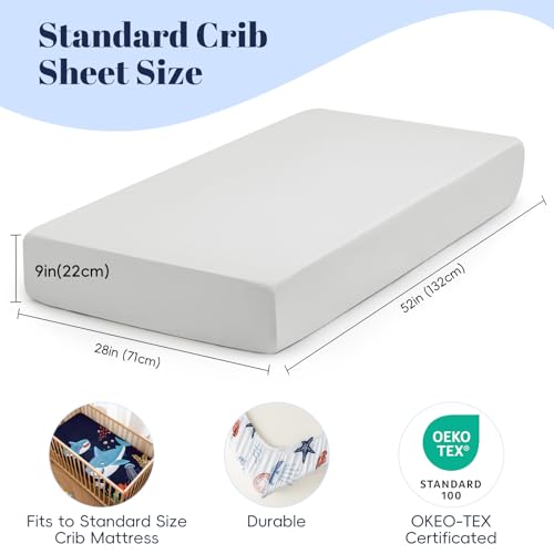 Image of PHF 4 Pack Soft Shark Crib Sheets Fitted, Comfy Breathable Baby Sheets for Boys Girls, 28x52 Inches Fits Standard Crib and Toddler Mattresses, Shark