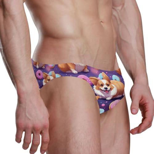 Men's Corgi Dog Donuts Swim Briefs Bikini Swimsuit S 202b32533