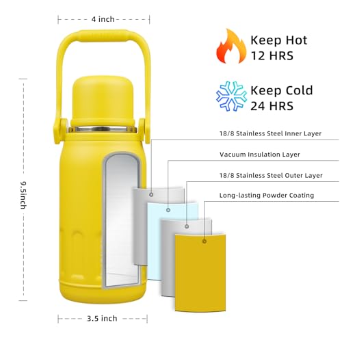 Image of BJPKPK Stainless Steel Insulated Bottle with Handle & Strap, 27oz