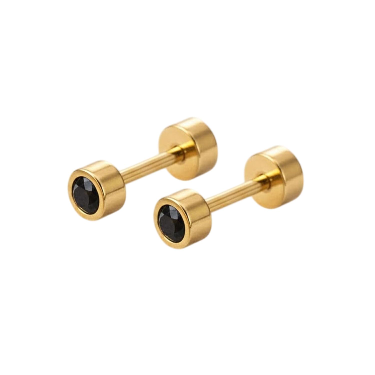 vama FASHIONS 5mm 18K Gold Plated Stainless Steel Anti Tarnish Piercing Ear Stud Tyre Shape Lightweight Hypoallergenic Studs Earrings for Boys-picture-10