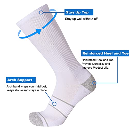 Image of EnerWear EnerWear 10P Pack Men's Lycra Cotton Half Cushion Crew Socks(10-13 /shoe size 6-12, White 3)