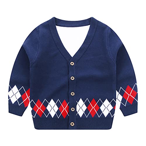 Winter Kids Cardigan V-Neck Boys Sweaters Geometric Knitted Sweaters Kids