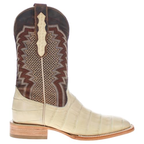 Image of Vaccari Men's Navarro Genuine Alligator Tail Leather Broad Square Toe Cowboy Boots