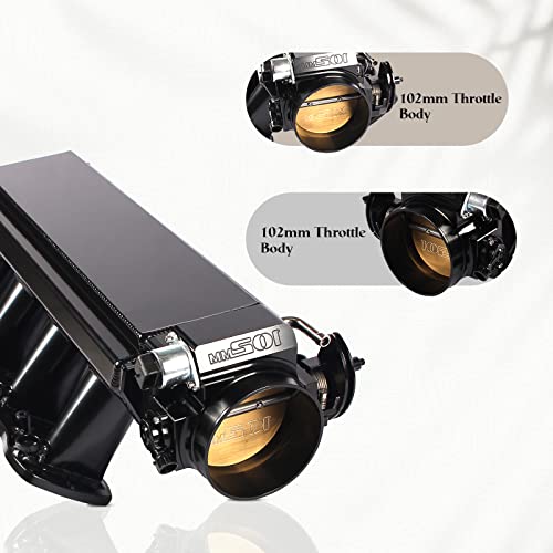 Poseng Ls Intake Manifold With 102Mm Throttle Body Fuel Rails Kit Replacement For Chevy 4.8 5.3 6.0 6.2 Ls Ls1 Ls2 Ls6 Sheet Metal Al Fabricated Black #TOP1