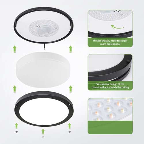 Image of Flush Mount Ceiling Light - 4 Pack 13″ 36W 3000K /3500K /4000K /5000K /6000K Dimmable Led Ceiling Light Fixture for Kitchen Hallway Bedroom Bathroom (4, Black, 13 Inch)