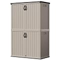 Devoko Outdoor Storage Cabinet 50 Cu Ft with Pad-Lockable Doors, Vertical Storage Shed Waterproof Patio Tools Storage Box for Sofa Cushions, Gardening Tools and Accessories (Beige)