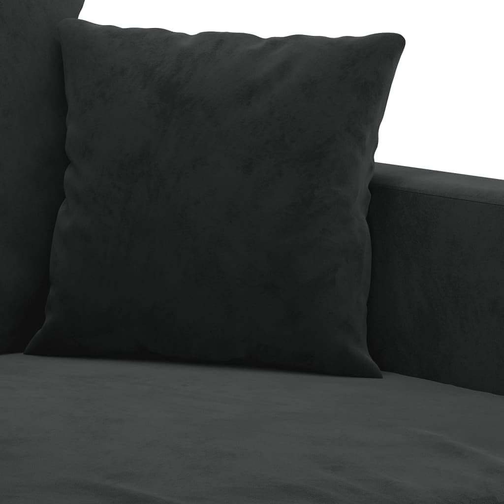 Brokky 3-TLG. Sofagarnitur mit Kissen - Wohnzimmer Sitzgruppe - Schwarz Samt - 3201685