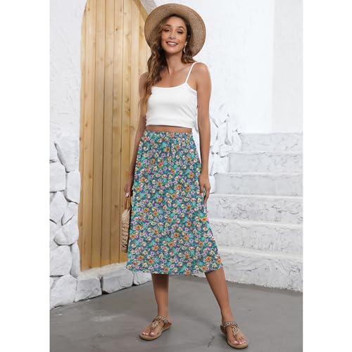 Witsmile Flowy Skirt Midi Length Elastic High Waist A-Line Skirt With Pockets Bohemia For Women 2024 Trendy thumb #4
