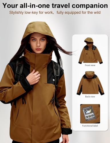 Image of Venzina Women's 3-in-1 Thermal Jacket I Windproof & Water-Resistant Graphene Heating Winter CoatFleece-Lined Jacket for Hiking, Camping, Skiing & Daily CommuteFashion-Forward Outdoor Wear