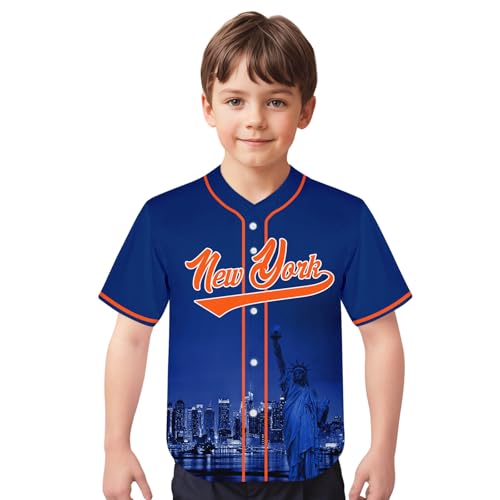 Camisa de beisebol City Night Skyline Jersey estampada vestuário para crianças fãs uniforme presente