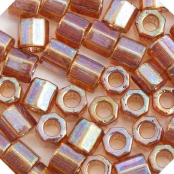 Miyuki Delica 8/0 Cut 5.2gms Japanese Seed Beads - Light Topaz Transparent AB Gold Luster