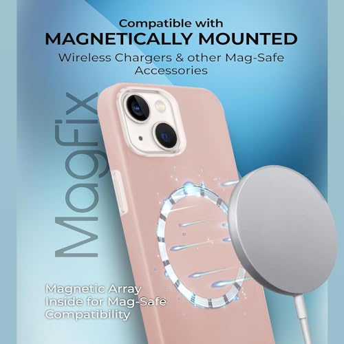 Image of iPhone 13 Silicone Magsafe Case | Shock Proof Design & Camera Protection | Premium Rubberised Apple iPhone 13 Cover (Microfiber Lining) | Ultra Smooth Silicone - Pink