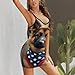 WOEZKEX Women's American Flag German Shepherd Dogs (4) Dress Spaghetti Strap Sleeveless Casual Party Beach Dresses