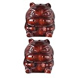 CHILDWEET 2pcs Hippos Statue Keychains Wood Hippo Charms for Keyring Decorative Hippopotamus Figurines Diy Craft Accessories