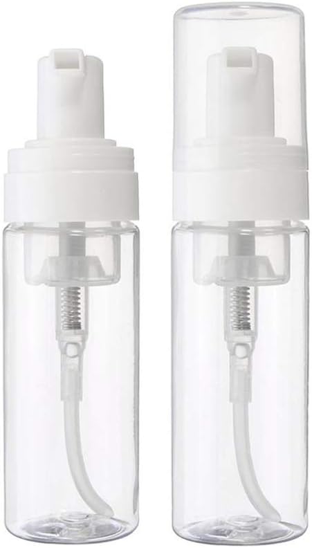 2-Piece Plastic Foamer Bottle Clear Pump Dispenser Mini Travel Size Foaming Soap Face Wash 1.7 Oz, No leaks!