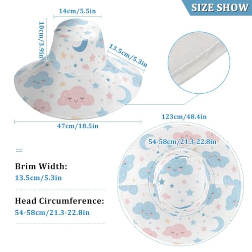 Cartoon Cute Pink Blue Cloud Moon Foldable Visor Hats for Women for Vacation Accessories Decorative Sunhat Men for Womens Sun Protection Sunproof sombreros para el sol de Mujer3