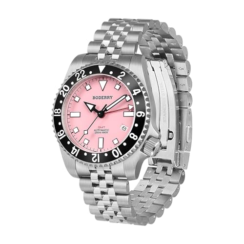 Image of BODERRY Men's Watch Titanium Automatic 200M Waterproof Diver Watch with GMT Automatic Movement and Titanium Bracelet-Admiral