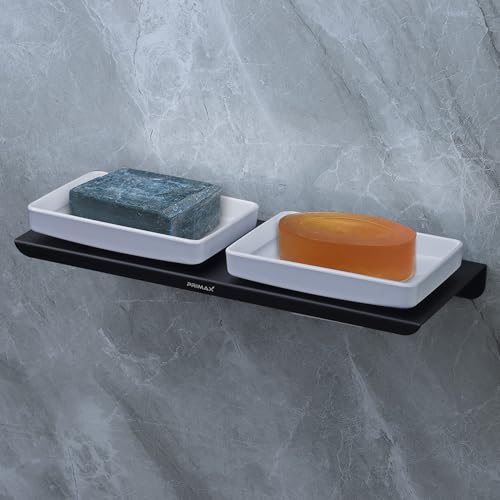 Image of Plantex (Primax) Stainless Steel with ABS Material Double Soap Dish /Soap Holder /Wall Mounted Soap Holder for Bathroom Accessories - Matt Black