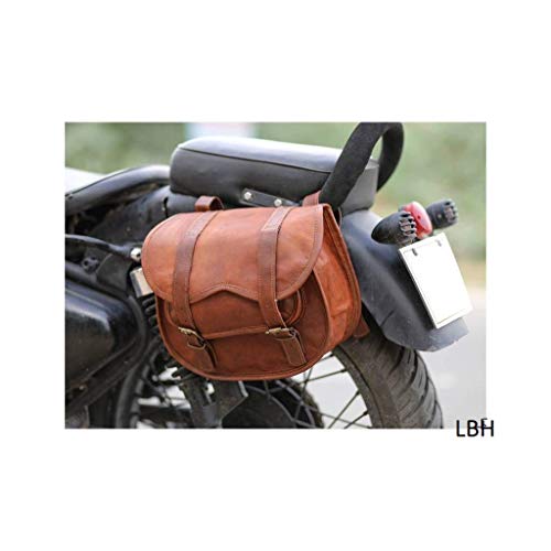 2 bolsas laterales para moto en cuero marrón miniatura 5