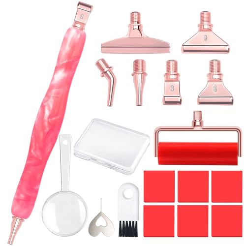 Image of Praise V Do Diamond Painting Art Drill Pen Kit with Screw Stainless Steel Rose Metal Tip Nibs Placers Roller Tool Accessories, Diamond Art Pen for 5D Diamond Paint Bead Dot NeonPink