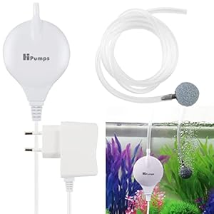 Xcsaide Pompa ad Aria per Acquario, Pompa di Ossigeno Super Silenziosa, Rumore Meno di 38dB 1.8W Pompa di Ossigeno Potente con Ventosa a Tubo d’Aria con Pietre d’Aria per Acquari Nano, Acquari Nano