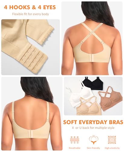 Image of Wireless Sewn in Padded Bras for Women Comfortable Full Coverage Bralettes No Underwire Everyday Tshirt Bra